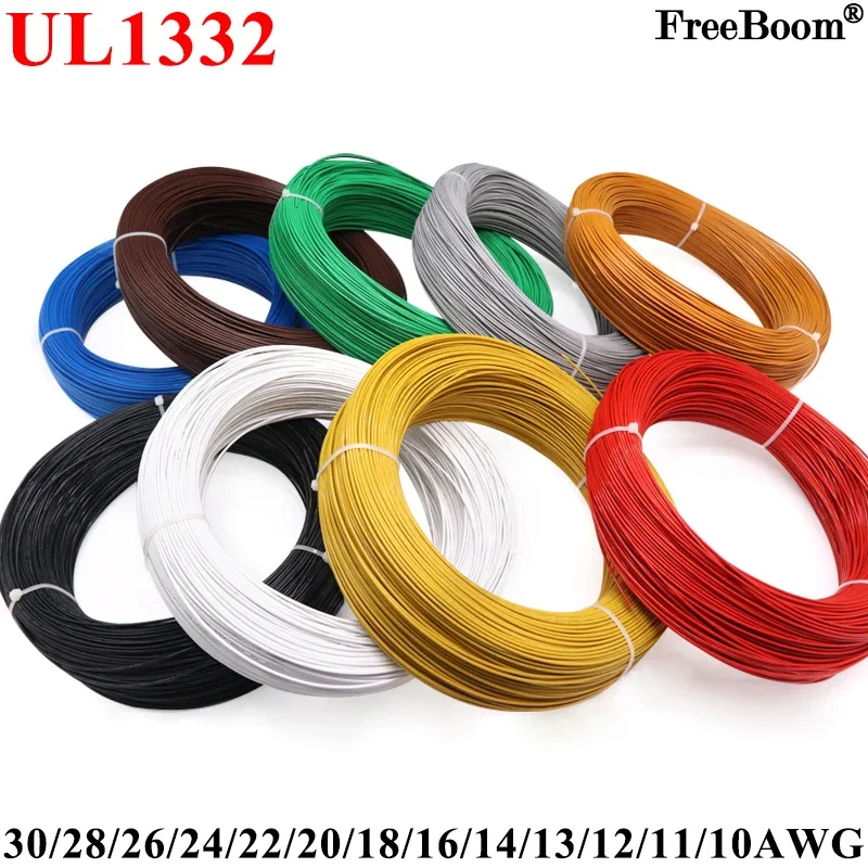 Wire 22 Gauge Copper - Fio ptfe ul1332 de 5m/10m, 30/28/26/24/22/20/18/16/14/13/12/10