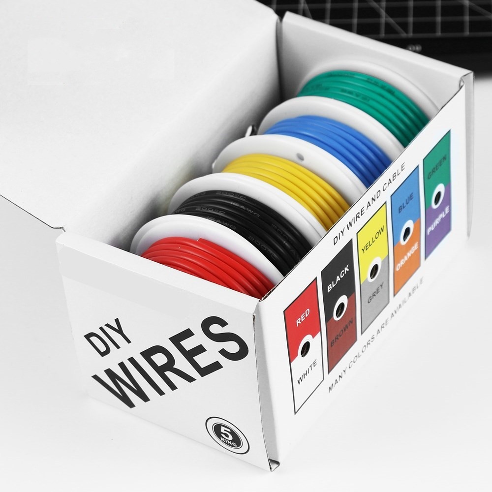 Wire 22 Gauge Copper - Fio elétrico flexível de silicone, 20-24awg,