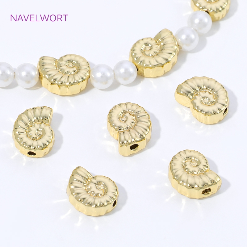 Jewelry Making Items - Contas espaçadoras de concha em latão