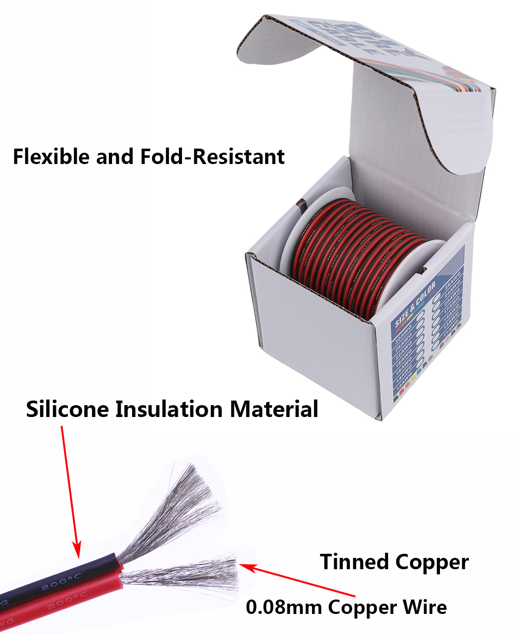 Cabo de silicone preto vermelh - Wire 22 Gauge Copper avaliação e preço